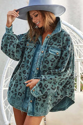Vintage Washed Leopard Corduroy Jacket - Stylish & Unique, Shackets, $ 55.00, A Moment Of Now™